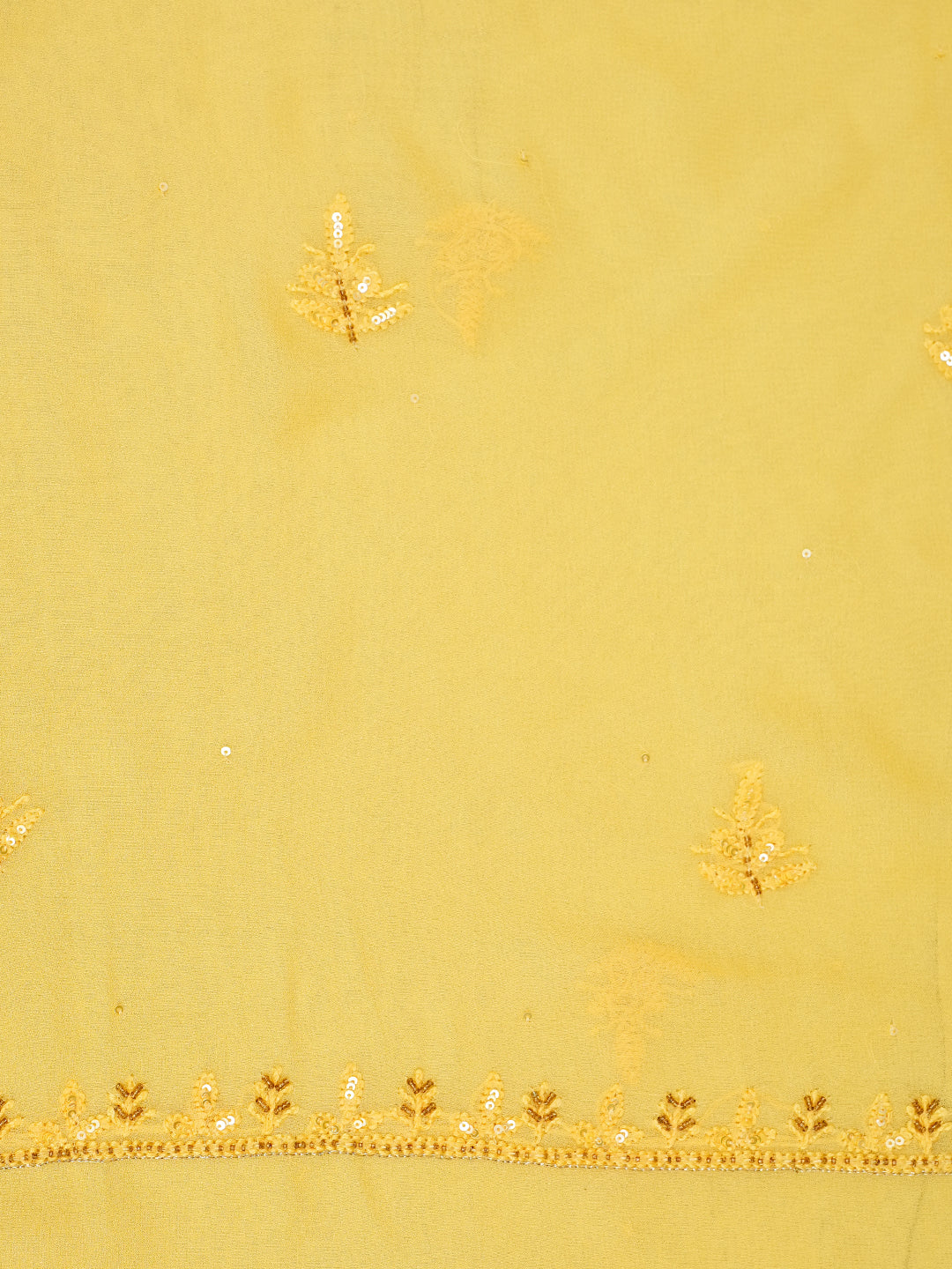 Ada Hand Embroidered Yellow Viscose Georgette Lucknowi Chikankari Unstitched Kurta Dupatta Set With Zari Work 01A771738