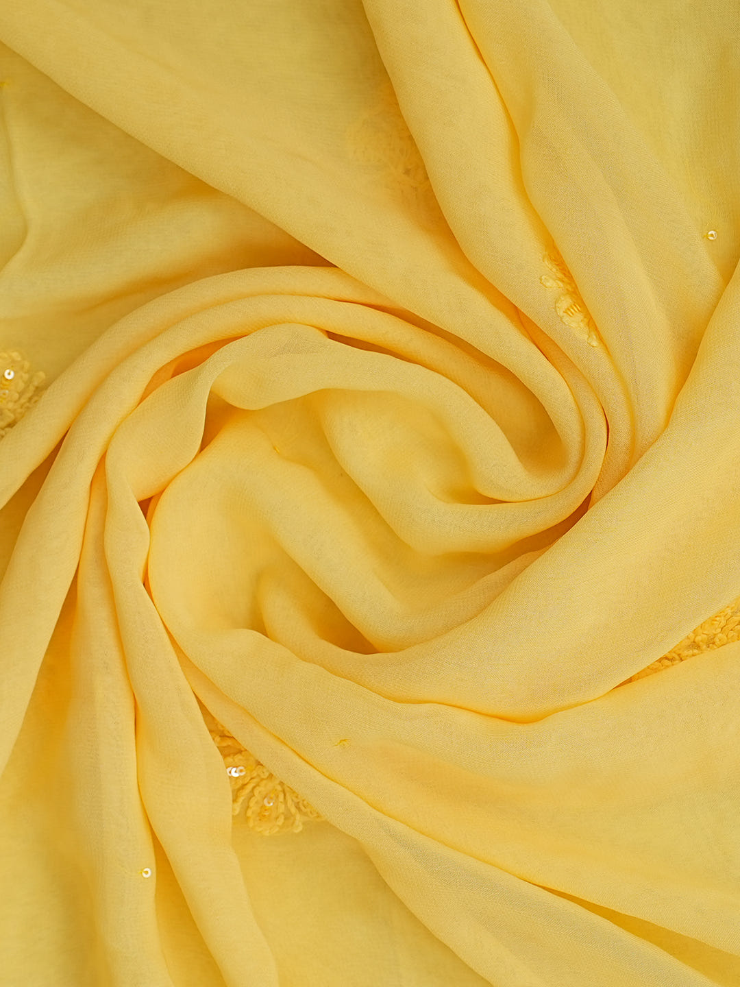 Ada Hand Embroidered Yellow Viscose Georgette Lucknowi Chikankari Unstitched Kurta Dupatta Set With Cutdana Work 01A955428