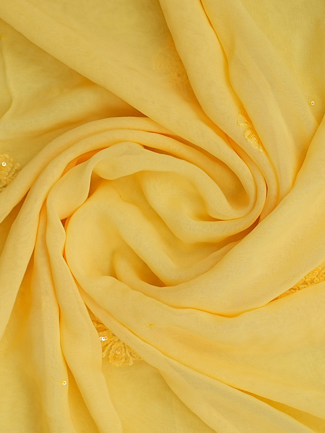 Ada Hand Embroidered Yellow Viscose Georgette Lucknowi Chikankari Unstitched Kurta Dupatta Set With Zari, Cutdana and Sequinned Work 01A955428