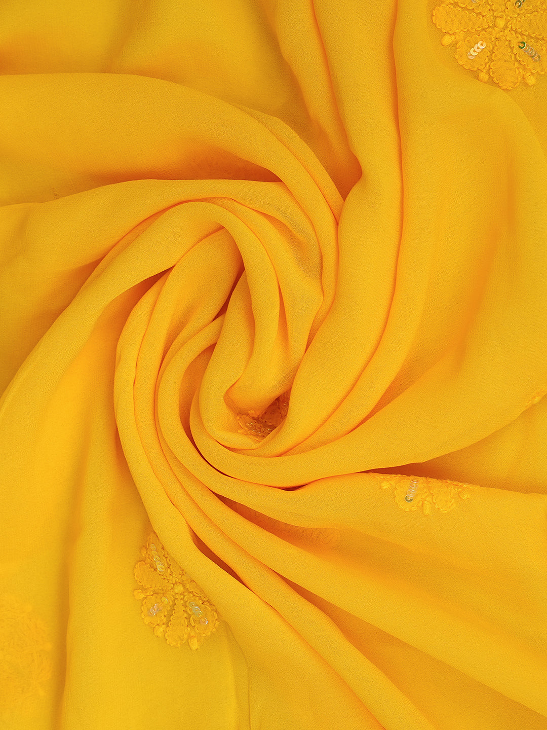 Ada Hand Embroidered Yellow Viscose Georgette Lucknowi Chikankari Unstitched Kurta Dupatta set With Cutdana and Sequinned Work 01A394852