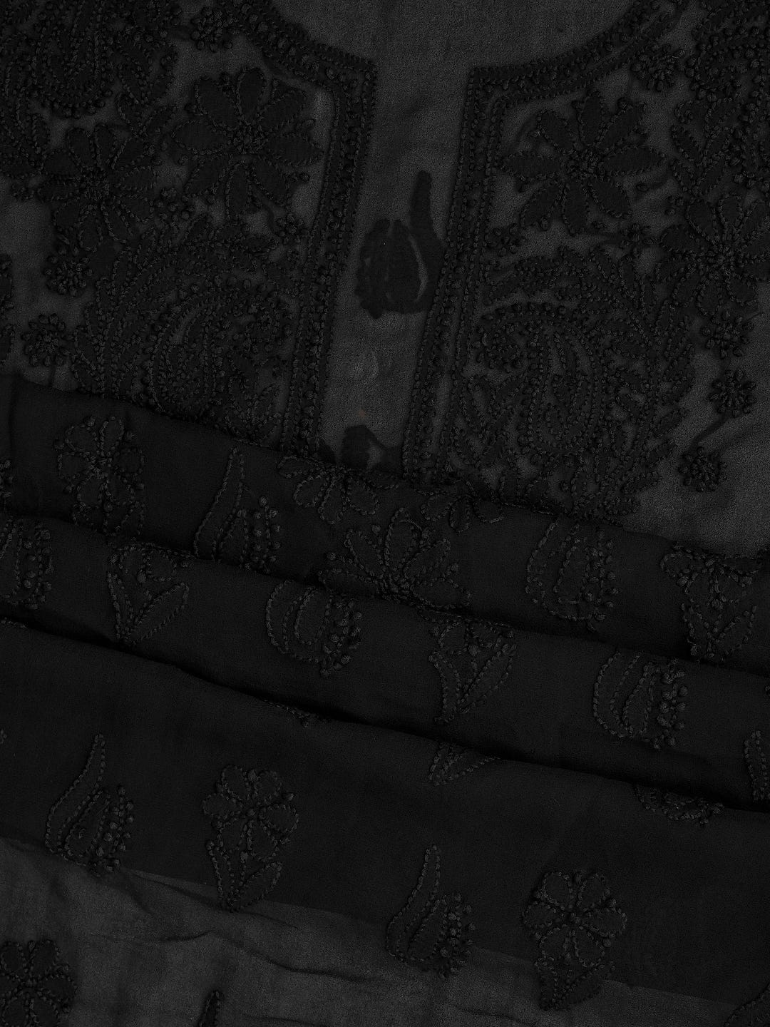 Ada Hand Embroidered Black Faux Georgette Lucknowi Chikankari Unstitched Suit Piece 01A1018808_3