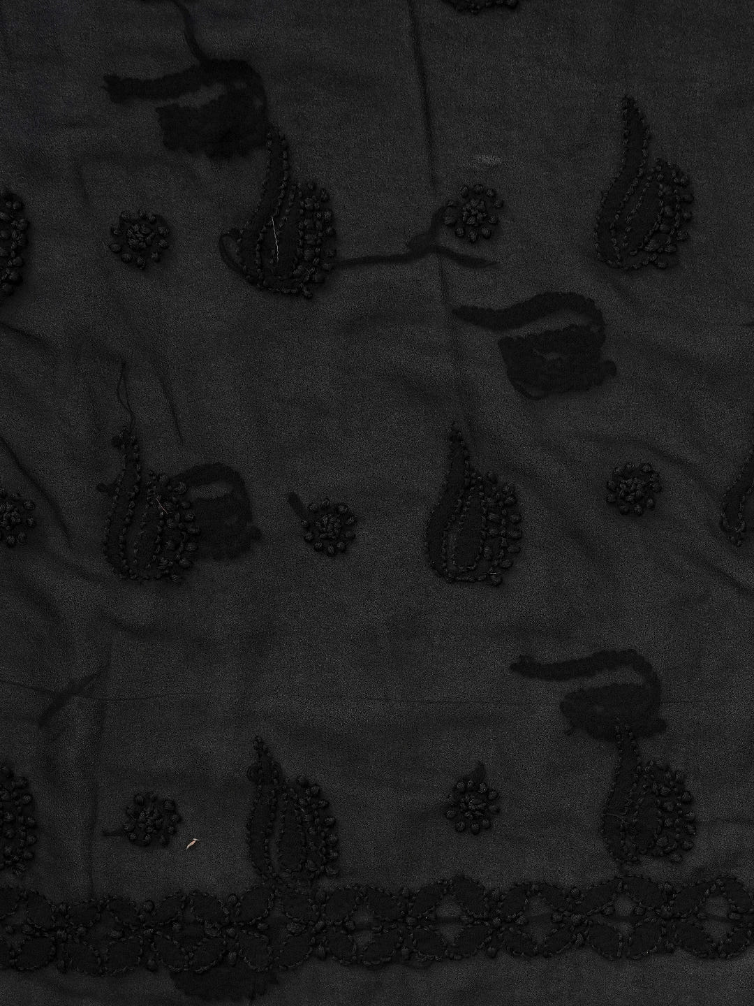 Ada Hand Embroidered Black Faux Georgette Lucknowi Chikankari Unstitched Suit Piece 01A1018808_