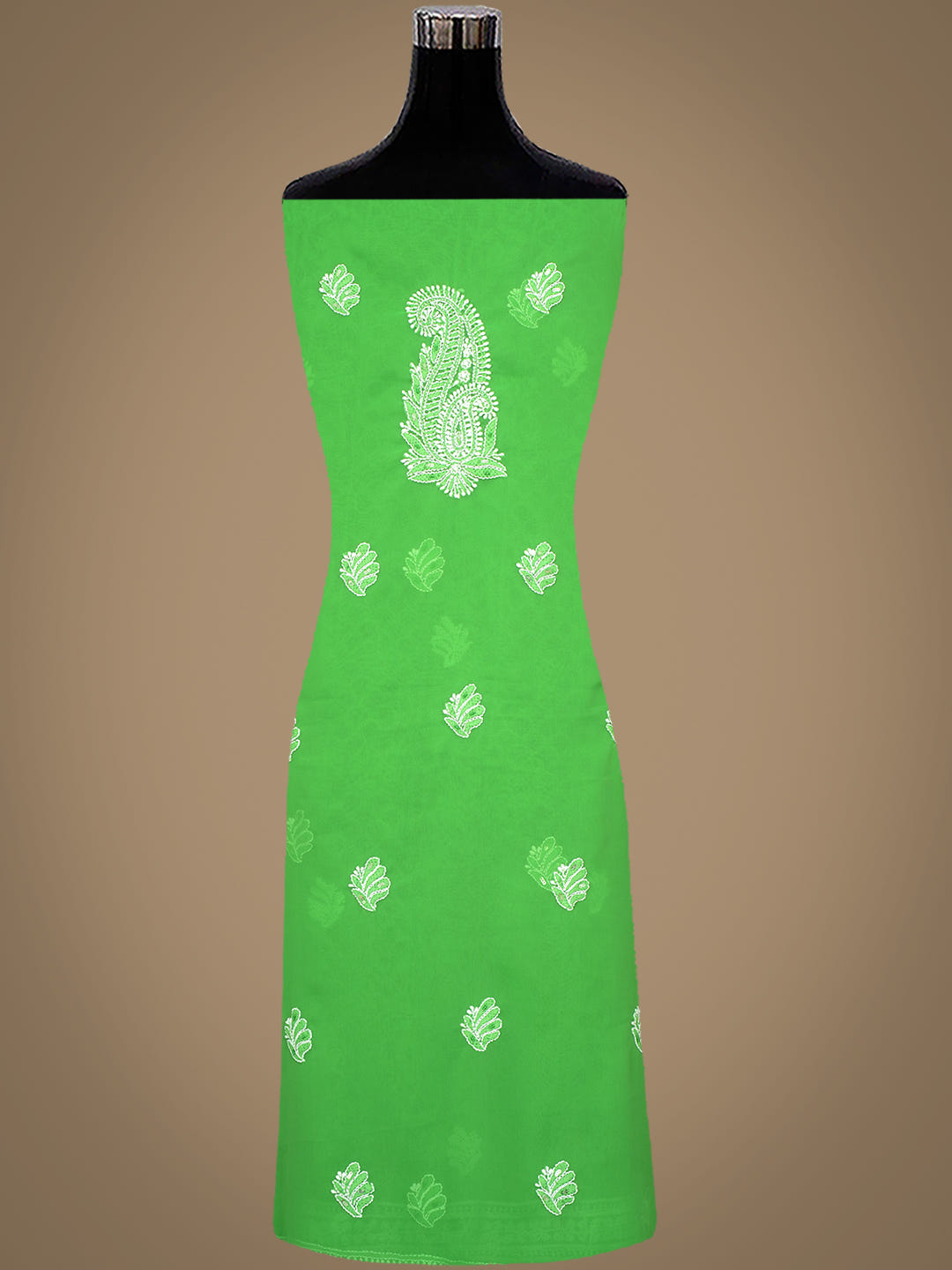 Ada Hand Embroidered Green Faux Georgette Lucknowi Chikankari Unstitched Suit Piece With Cutdana Work 01A821062_5