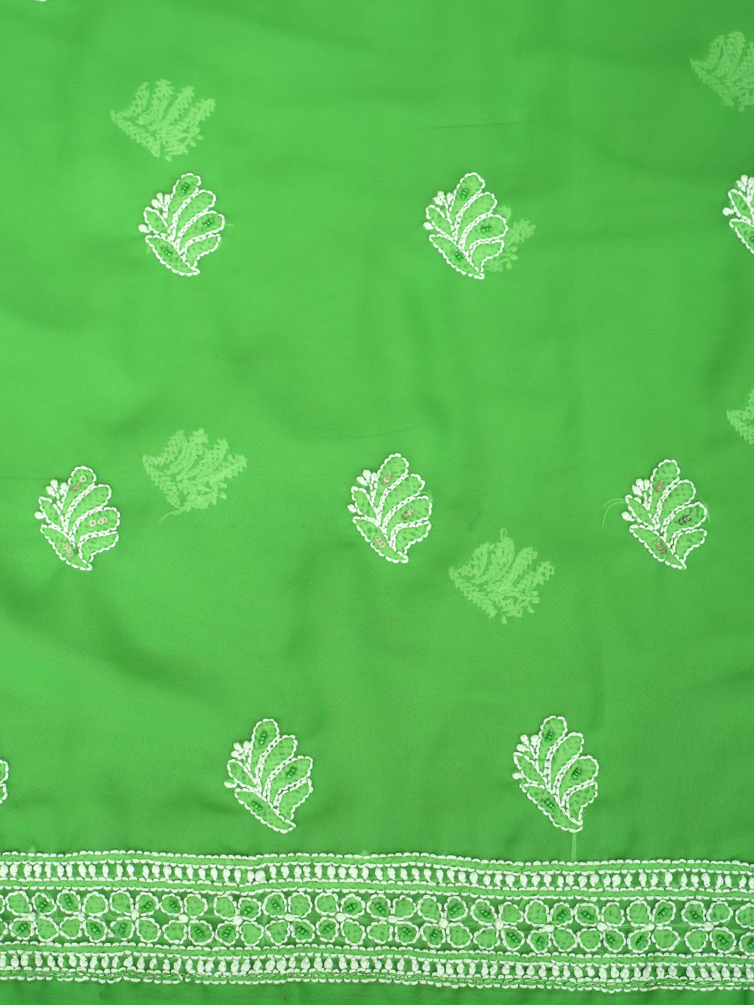 Ada Hand Embroidered Green Faux Georgette Lucknowi Chikankari Unstitched Suit Piece With Cutdana Work 01A821062_7