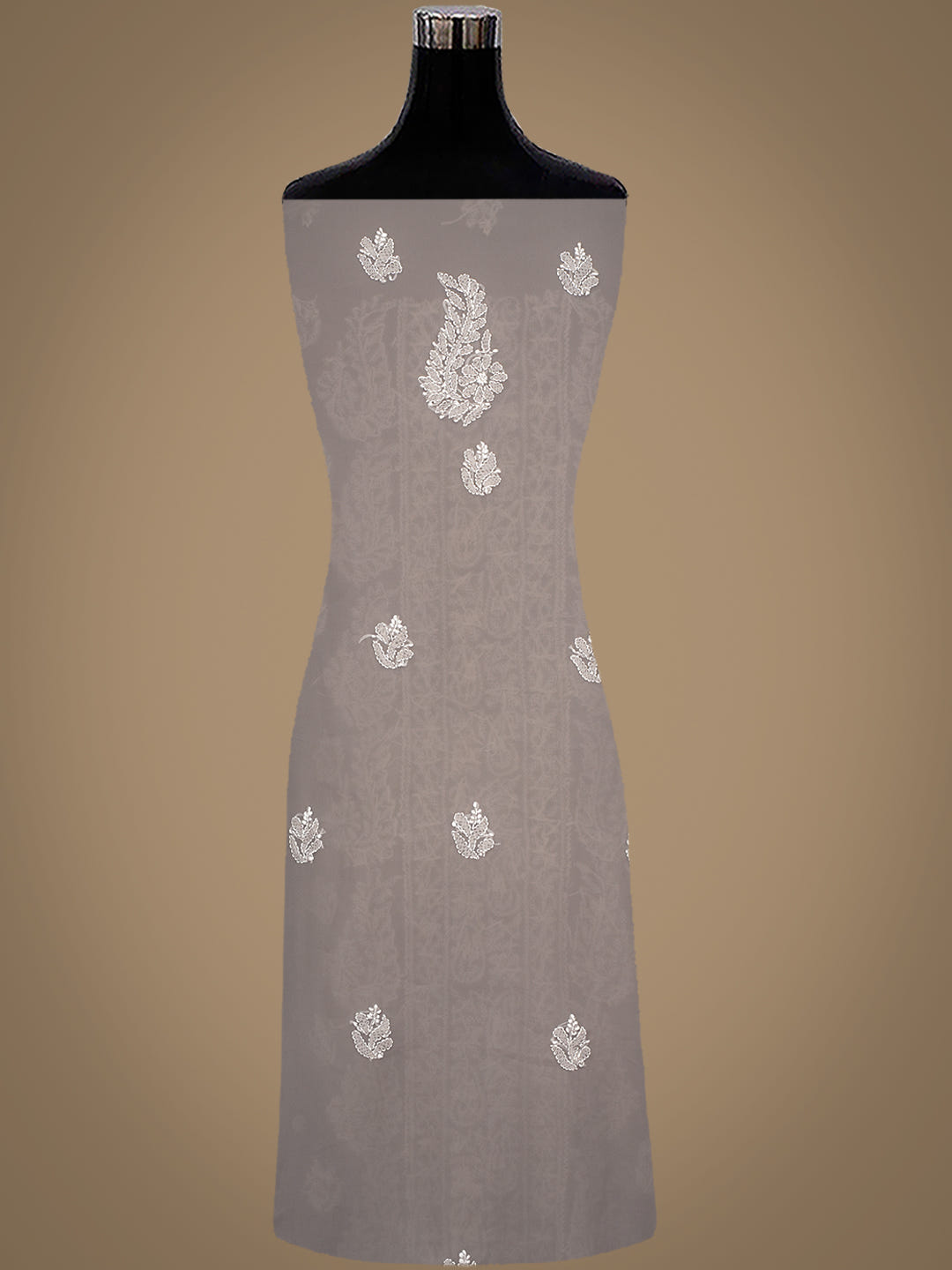 Ada Hand Embroidered Grey Faux Georgette Lucknowi Chikankari Unstitched Suit Piece 01A989161_6