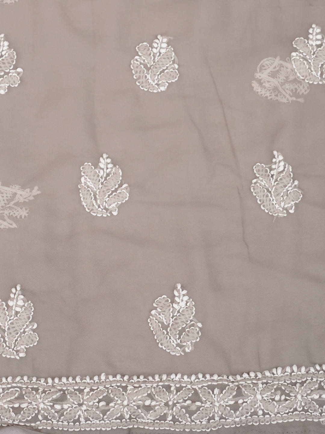 Ada Hand Embroidered Grey Faux Georgette Lucknowi Chikankari Unstitched Suit Piece 01A989161_8