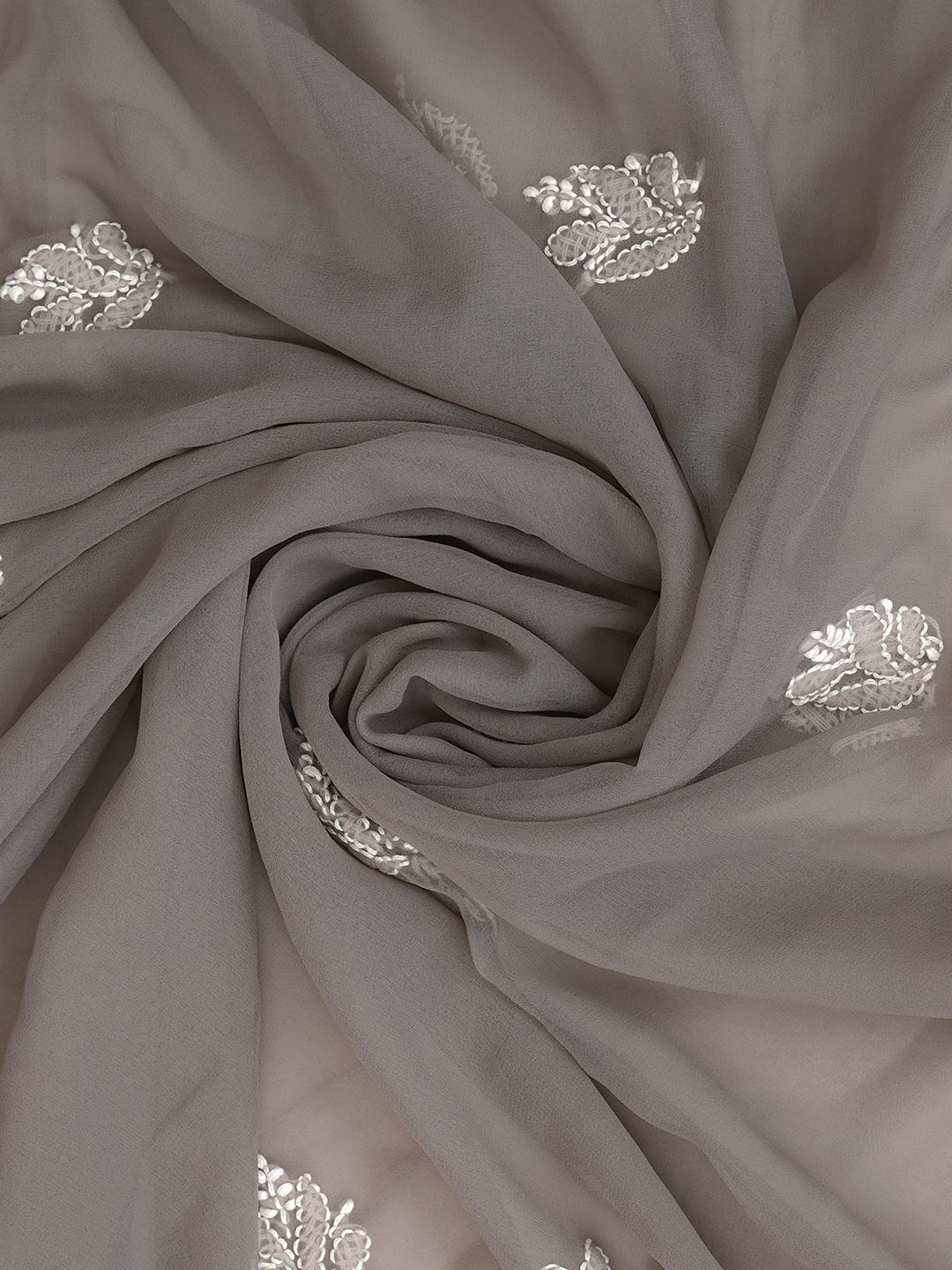 Ada Hand Embroidered Grey Faux Georgette Lucknowi Chikankari Unstitched Suit Piece 01A989161_7