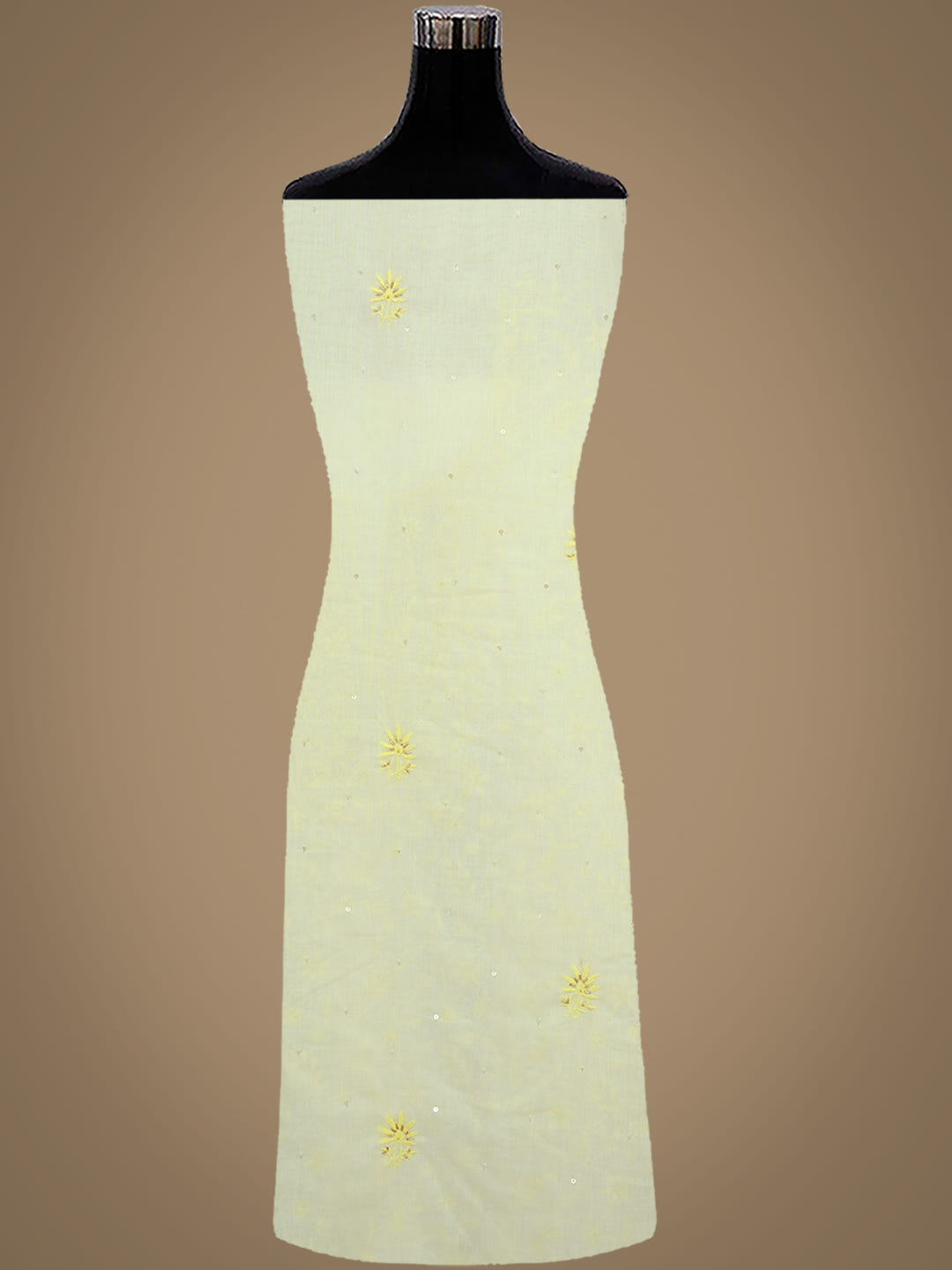 Ada Hand Embroidered Lemon Cotton Lucknowi Chikankari Unstitched Suit Piece With Cutdana Work 01A369748_4