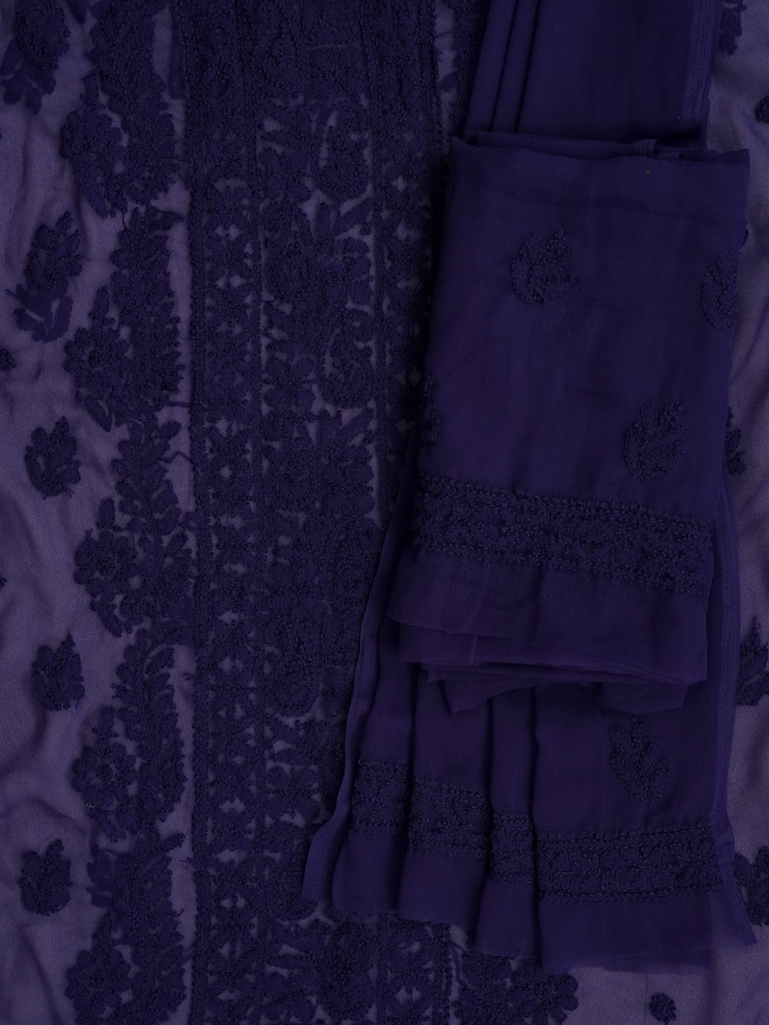 Ada Hand Embroidered Navy Blue Faux Georgette Lucknowi Chikankari Unstitched Suit Piece 01A989155_5