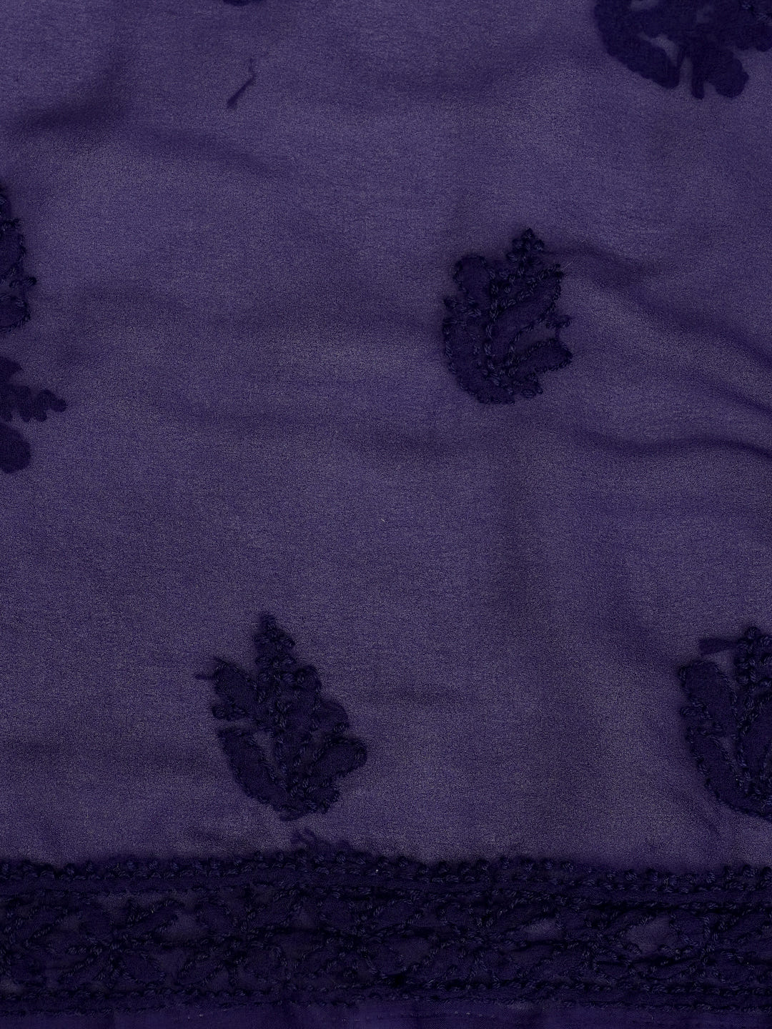 Ada Hand Embroidered Navy Blue Faux Georgette Lucknowi Chikankari Unstitched Suit Piece 01A989155_4