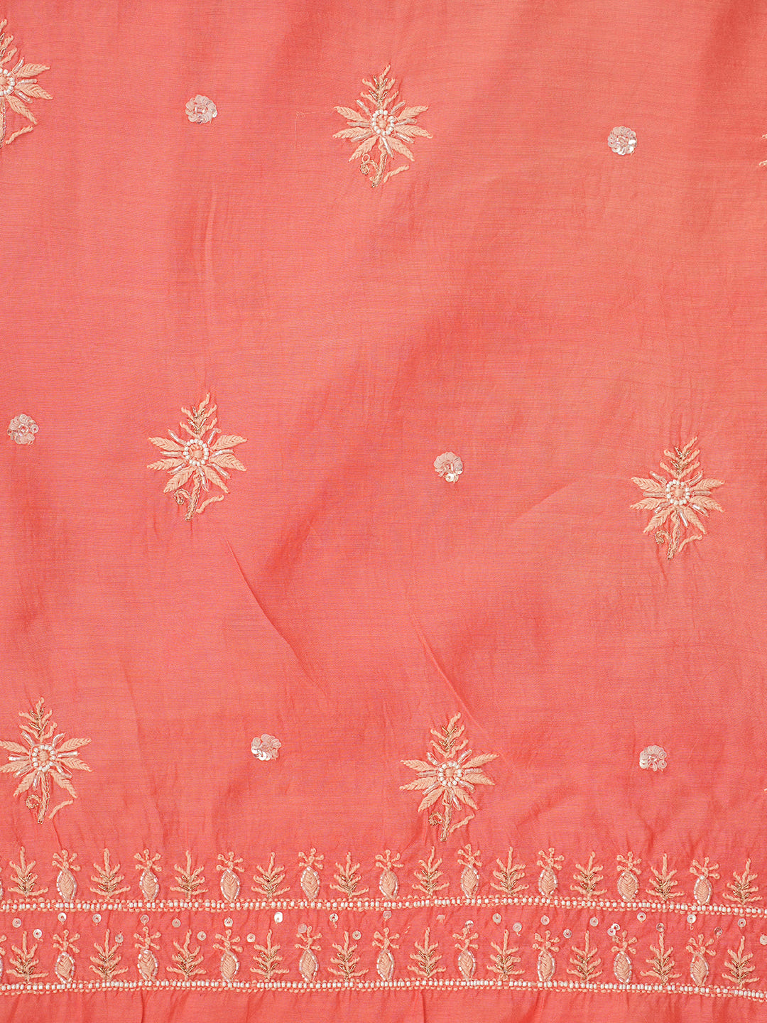 Ada Hand Embroidered Peach Maslin Lucknowi Chikankari Unstitched Suit Piece With Cutdana Work 01A618310_4