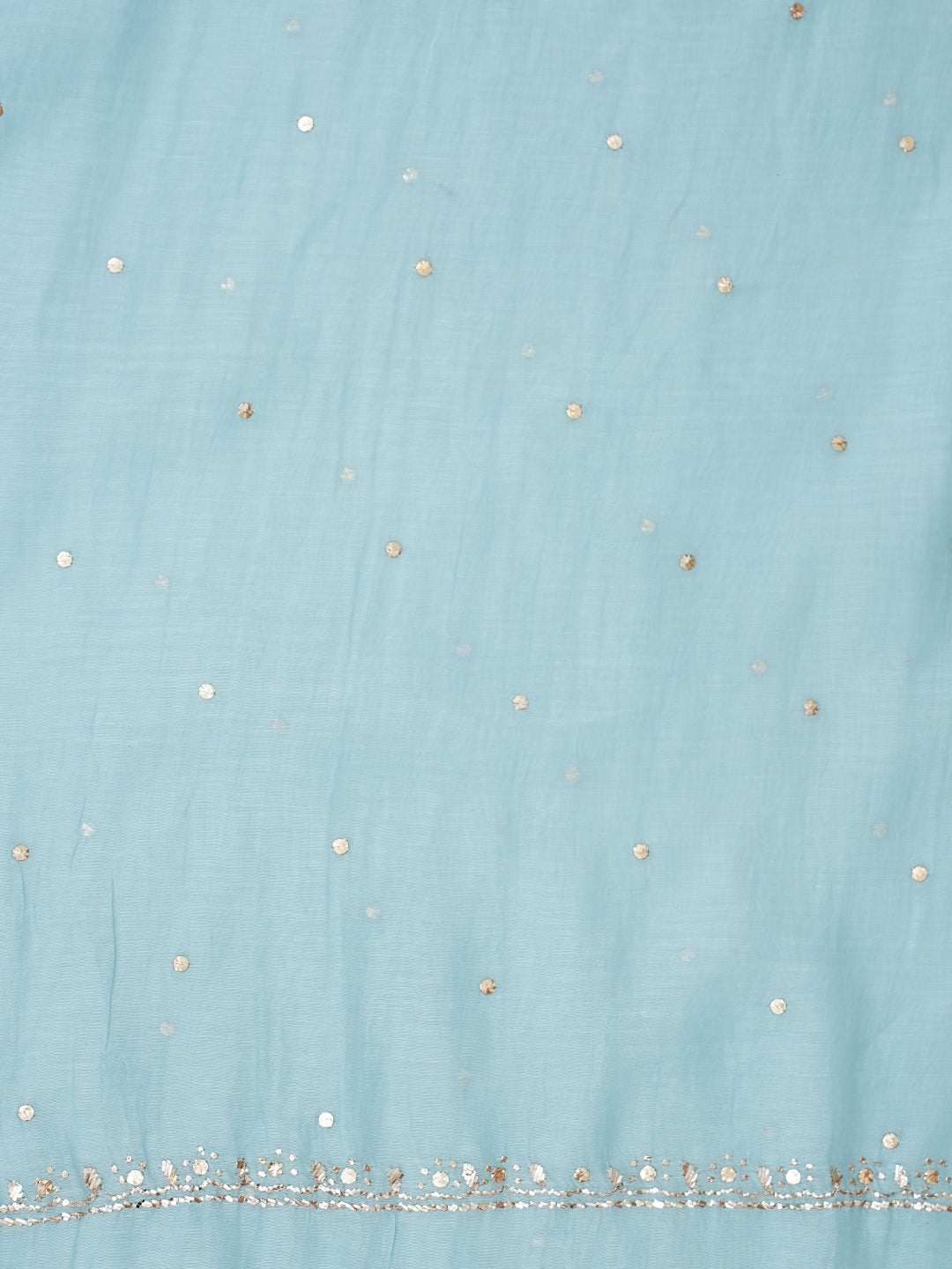 Ada Hand Embroidered Teal Blue Chanderi Unstitched Kurta Dupatta Set With Muqaish/Mukaish Work 01A987675