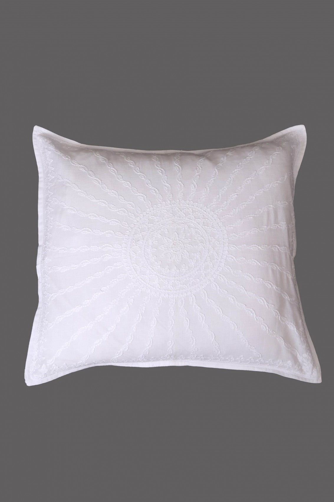 Ada Hand Embroidered White Cotton Lucknowi Chikankari Cushion Cover Set Of 5 A613413