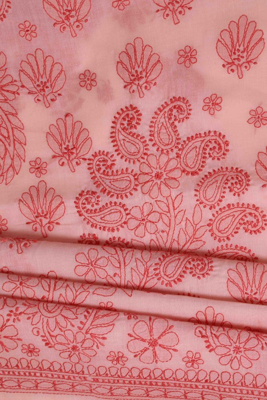 Ada Hand Embroidered Light Pink Cotton Lucknowi Chikan Unstitched Suit Piece-A211117
