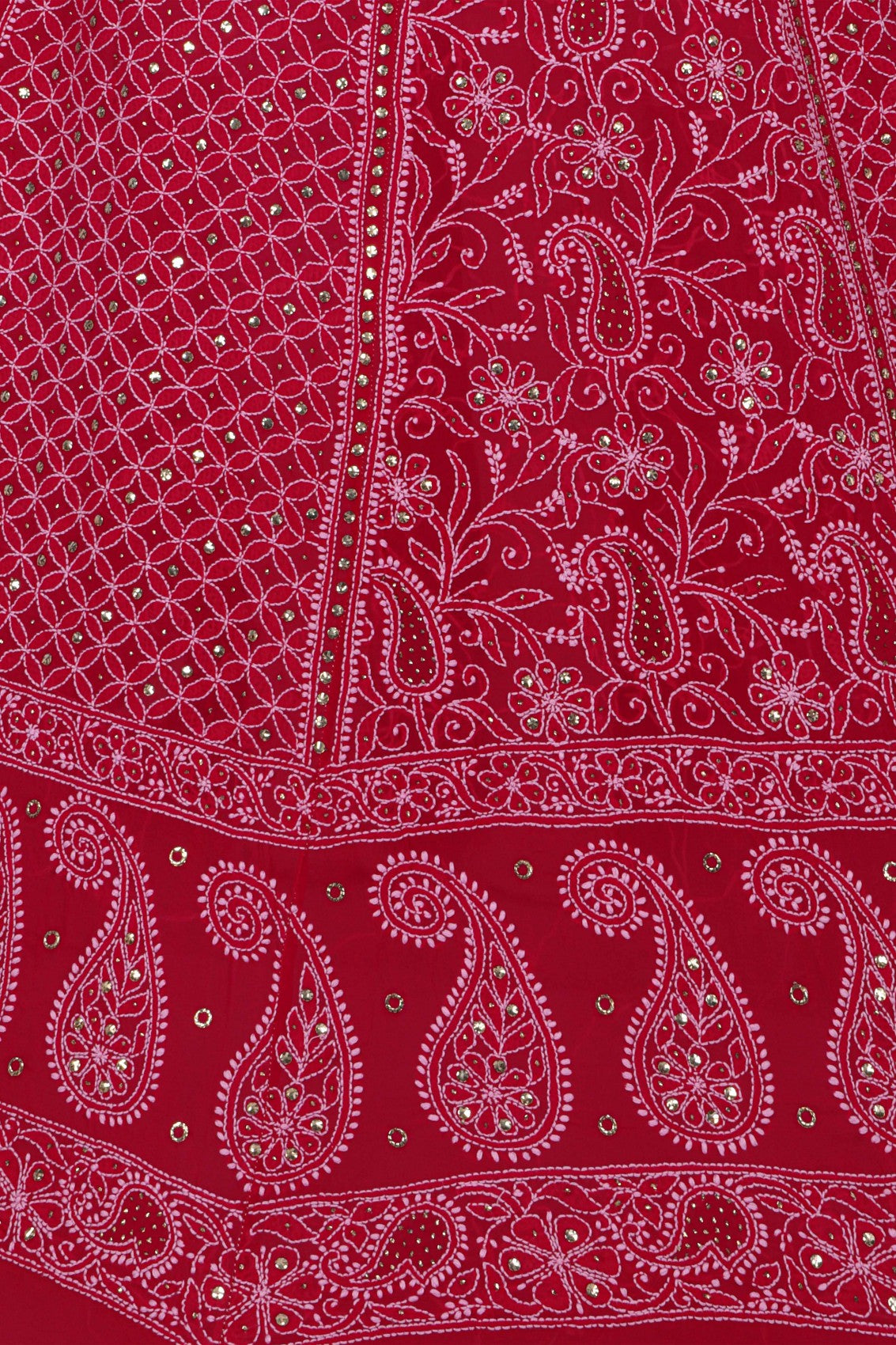 Ada Hand Embroidered Magenta Pure Georgette Lucknowi Chikankari Lehenga Skirt (only skirt) With Muqaish Work 01A149902