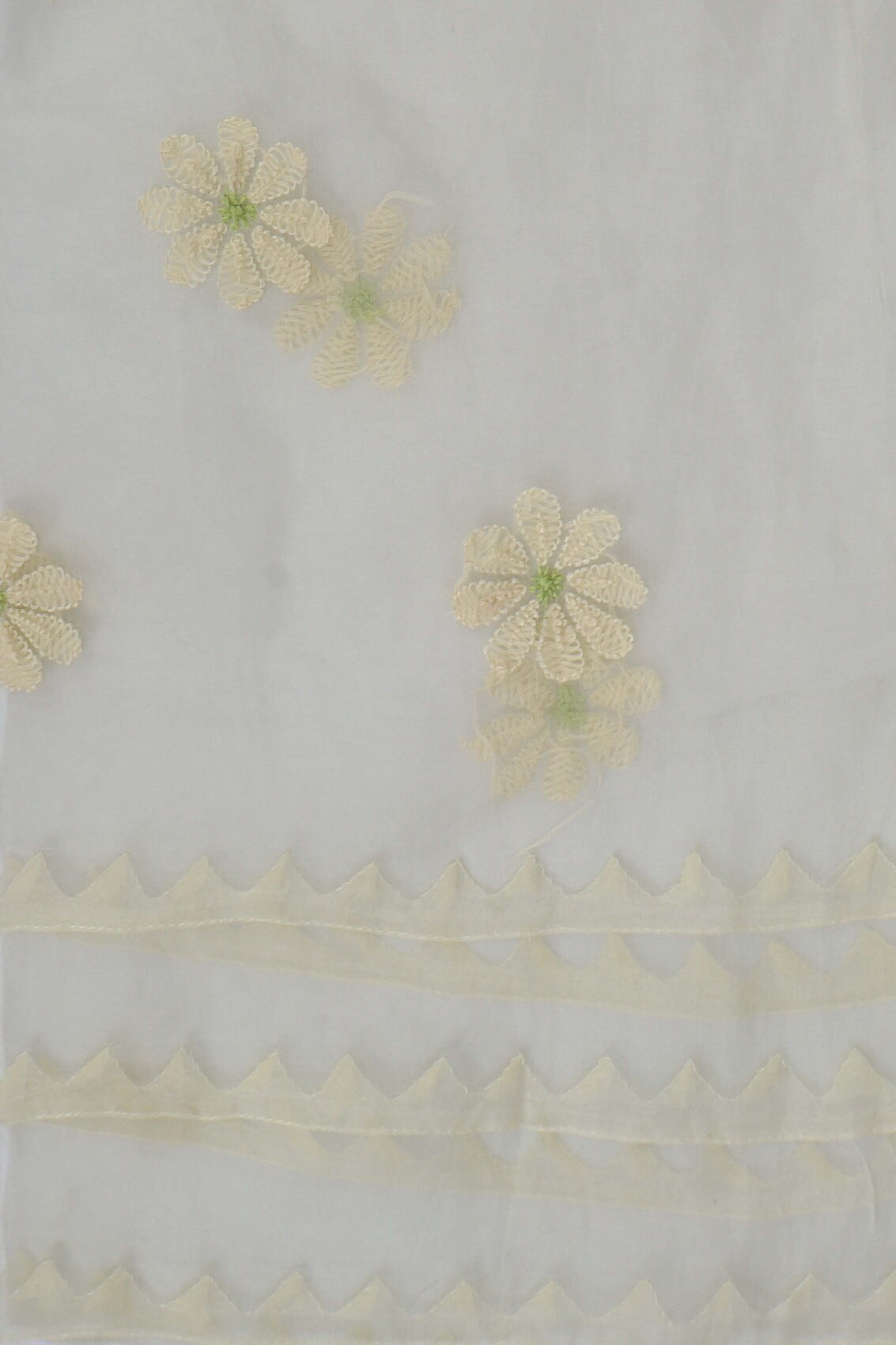 Ada Hand Embroidered Light Yellow Organza Lucknowi Chikankari Semi-stitched Kurta Dupatta Set A588002