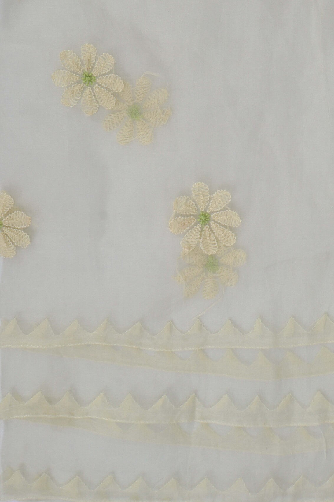 Ada Hand Embroidered Light Yellow Organza Lucknowi Chikankari Semi-stitched Kurta Dupatta Set A588002