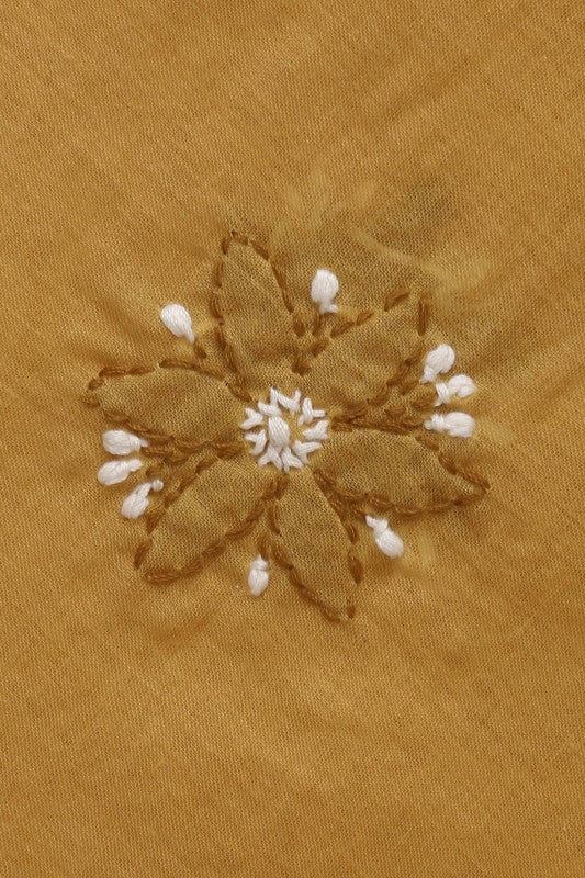 Ada Hand Embroidered Mustard Cotton Lucknowi Chikan Unstitched Suit Piece–A100180
