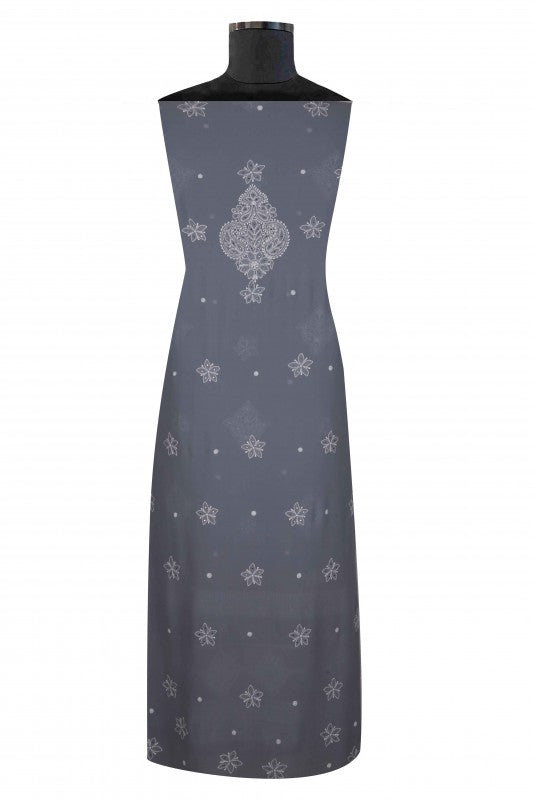Ada Hand Embroidered Grey Georgette Unstitched Kurta Dupatta Set A526842