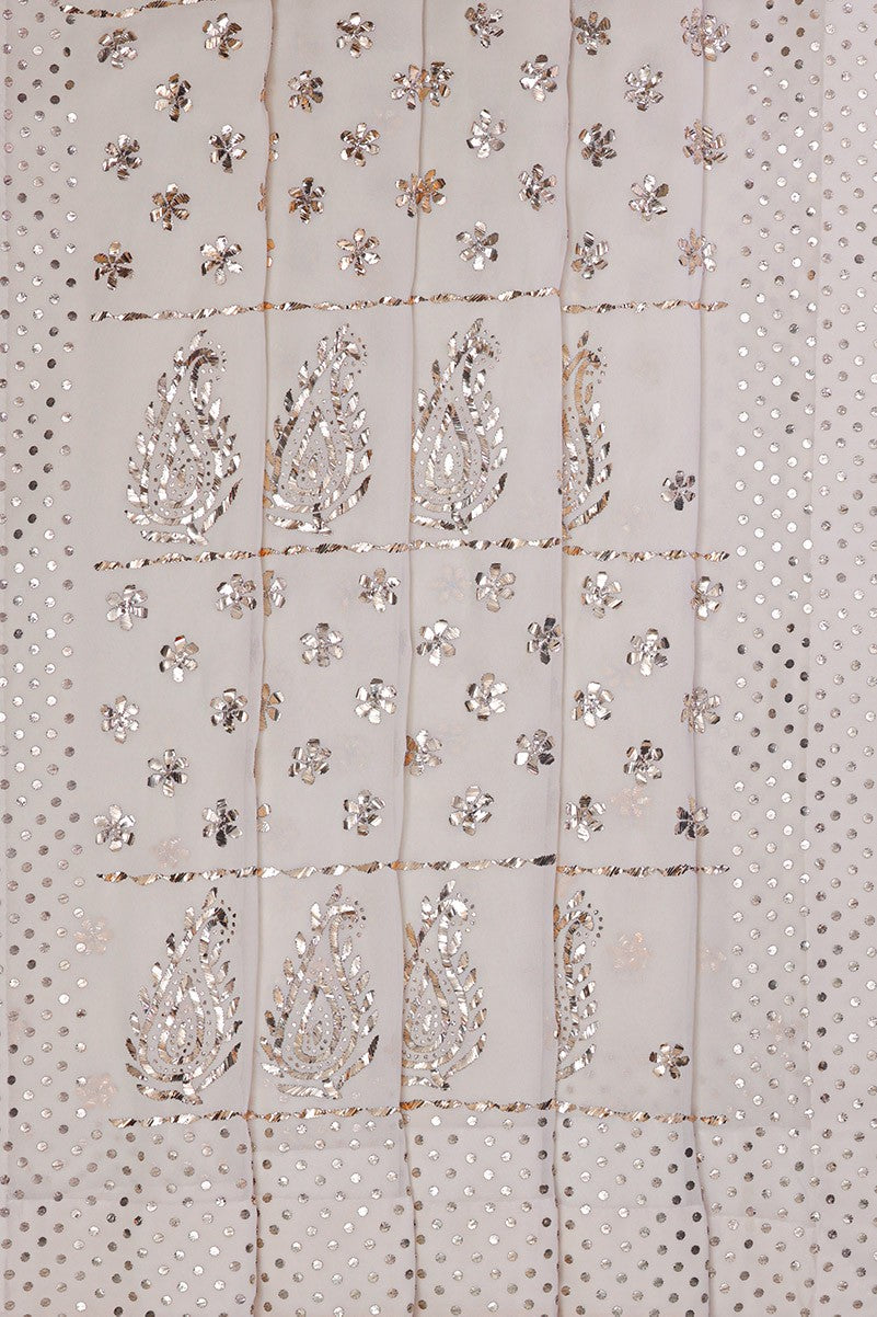 Ada Hand Embroidered Off White Pure Georgette Lucknowi Chikankari Saree/Blouse With Muqaish Work A614207