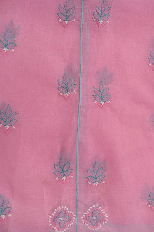 Ada Hand Embroidered Pink Cotton Lucknowi Chikan Unstitched Suit Piece A609773