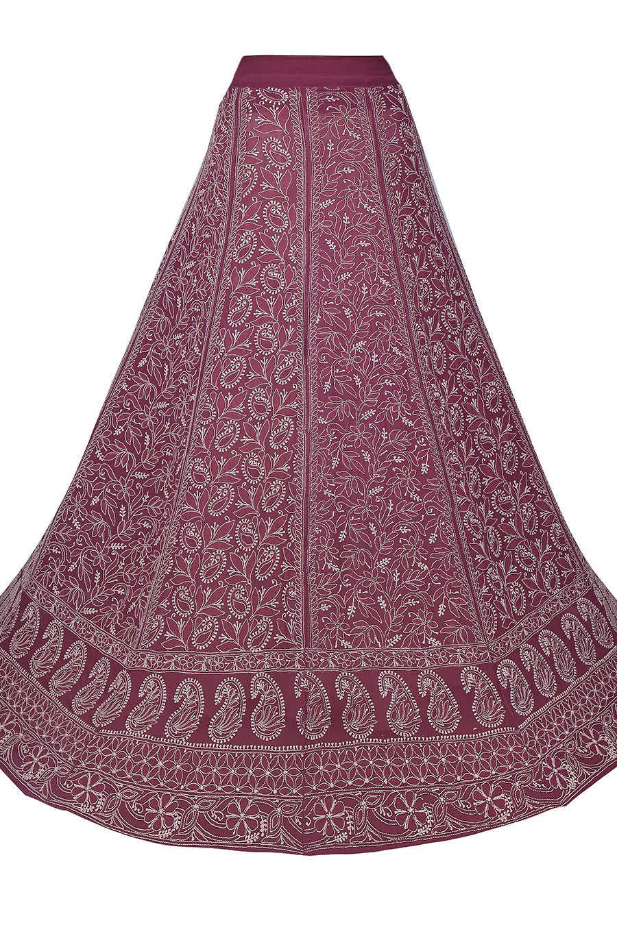 Ada Hand Embroidered Mulberry Purple Pure Georgette Lucknowi Chikankari Lehenga Skirt (only skirt) A484674