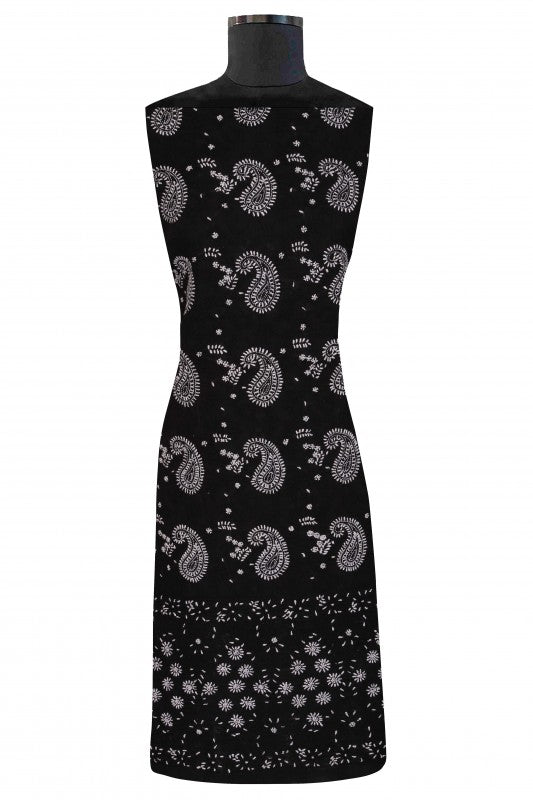 Ada Hand Embroidered Black Cotton Lucknowi Chikan Unstitched Suit Piece A211124