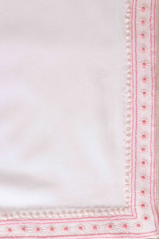 Ada Hand Embroidered White Cotton Lucknowi Chikankari Table Cover A220547
