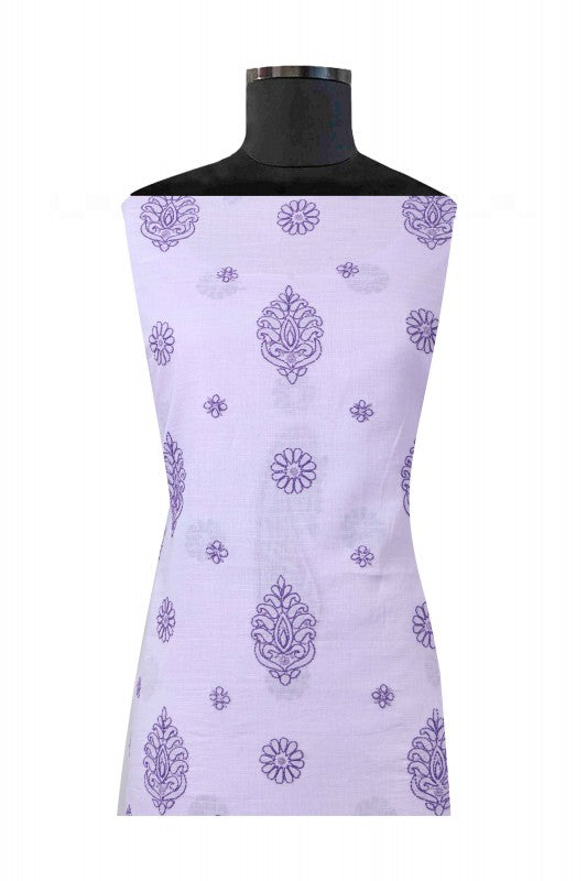 Ada Hand Embroidered Mauve Cotton Lucknowi Chikan Unstitched Suit Piece A176918