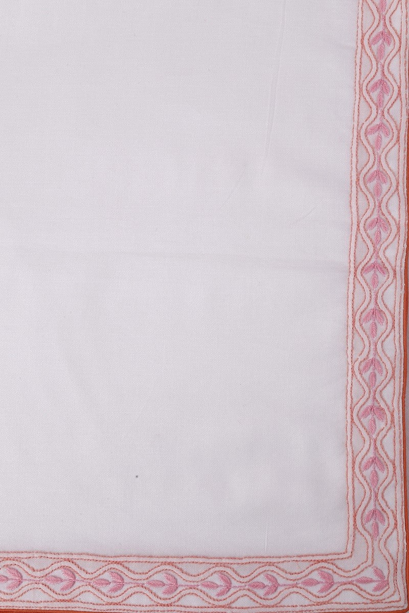 Ada Hand Embroidered White Cotton Lucknowi Chikankari Table Cover A170189