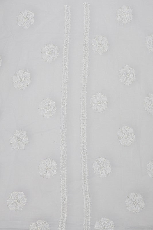 Ada Hand Embroidered White Georgette Lucknowi Chikankari Saree With Blouse A588582