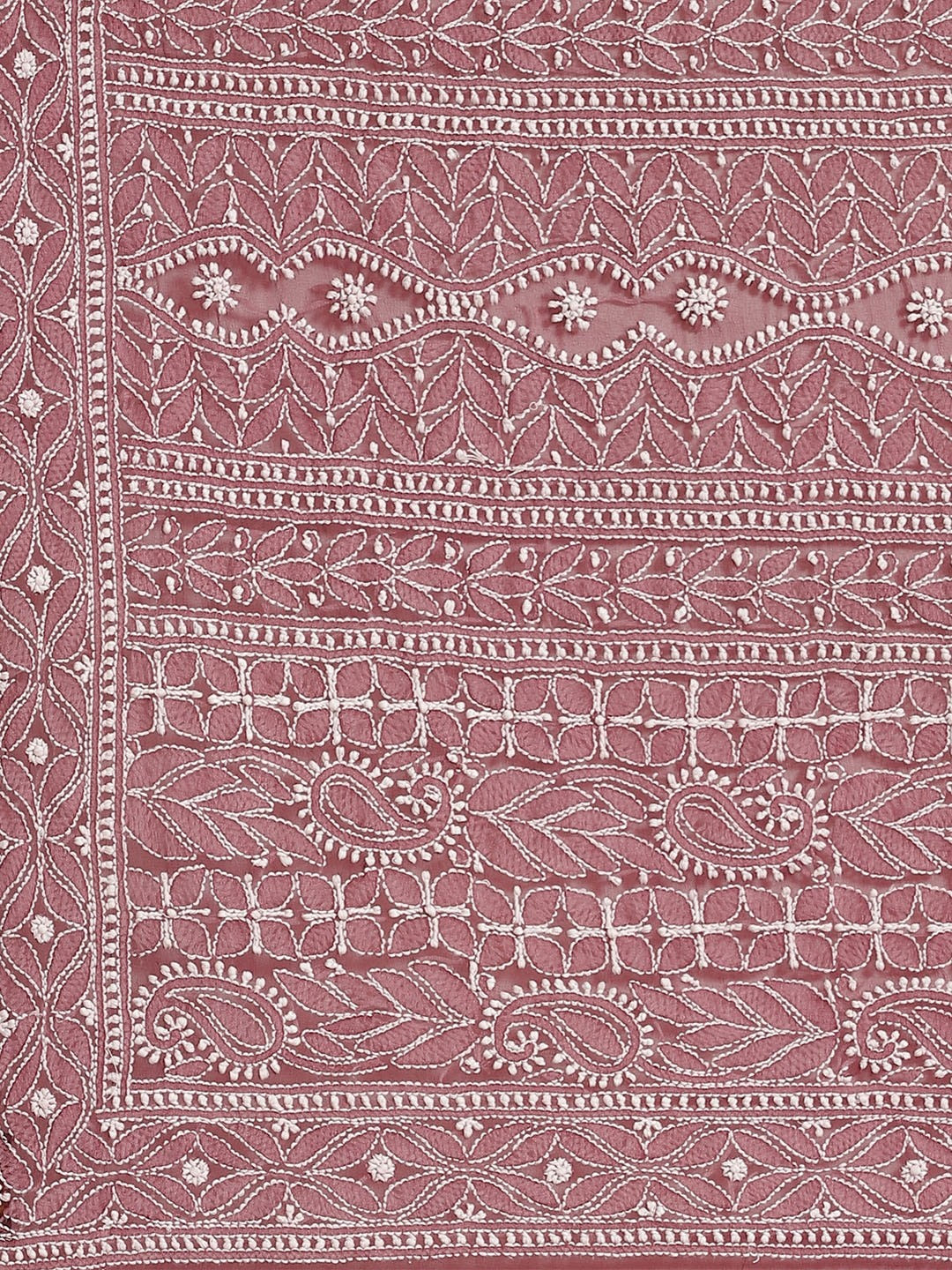 Ada Hand Embroidered Wine Georgette Lucknow Chikan Saree with Blouse A311304
