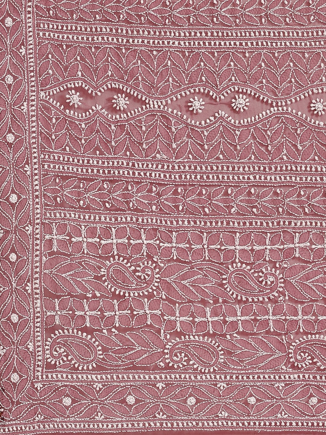 Ada Hand Embroidered Wine Georgette Lucknow Chikan Saree with Blouse A311304