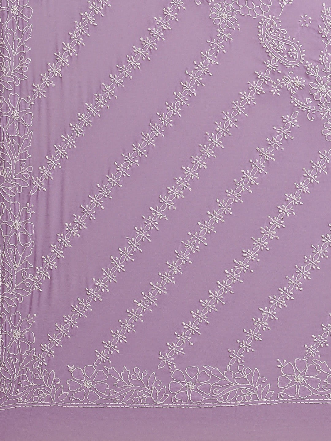 Ada Hand Embroidered Mauve Georgette Lucknow Chikan Saree with Blouse A129584