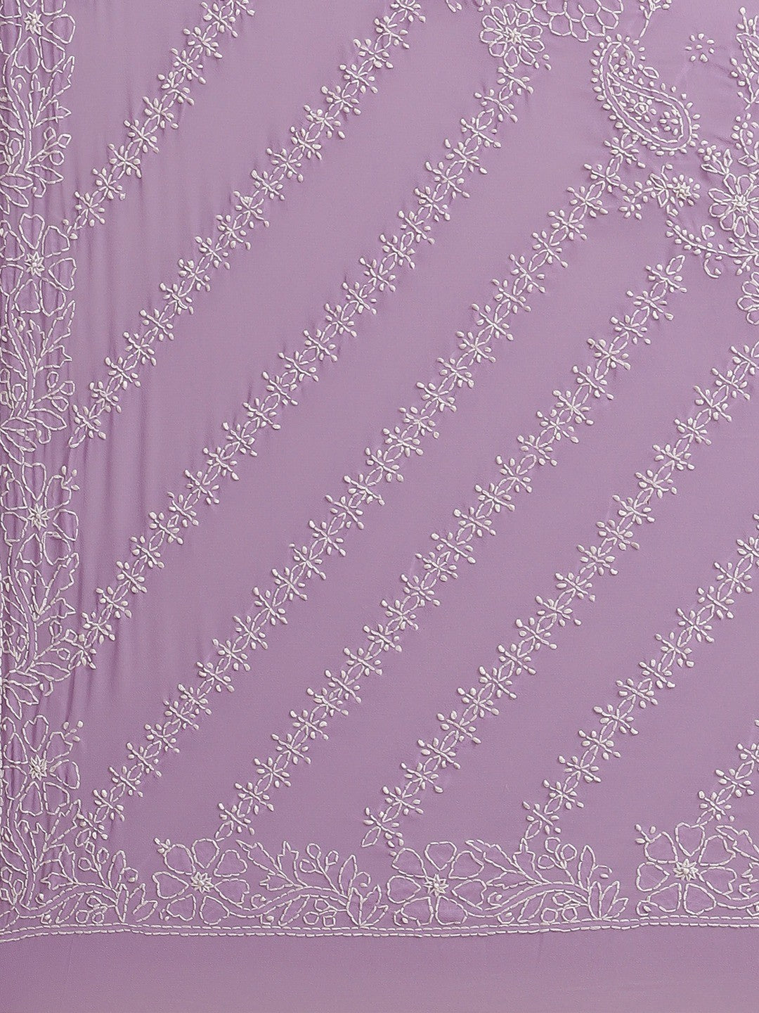 Ada Hand Embroidered Mauve Georgette Lucknow Chikan Saree with Blouse A129584