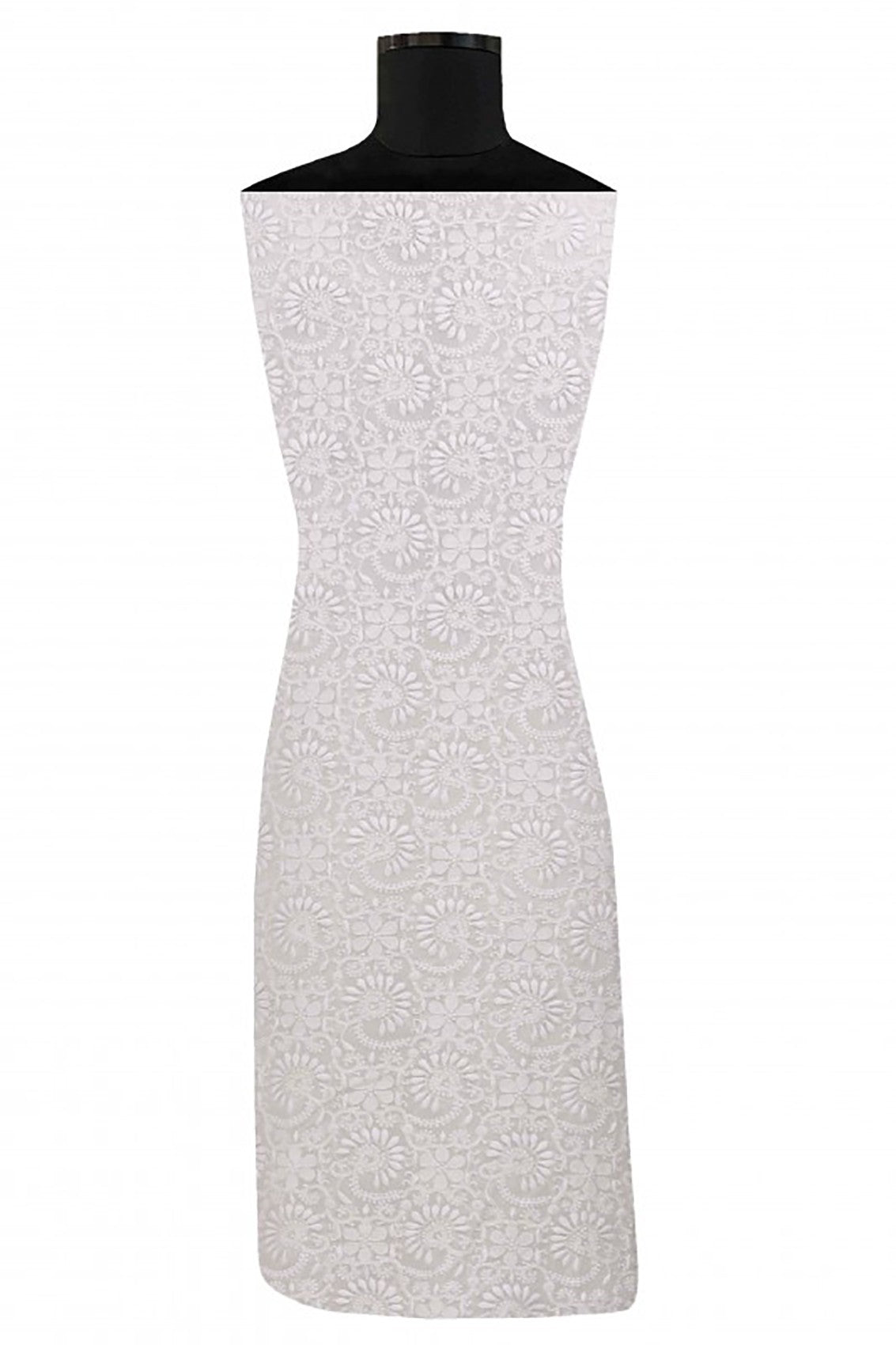 Ada Hand Embroidered White Pure Georgette Lucknowi Chikankari Unstitched Kurta Dupatta Set A593629