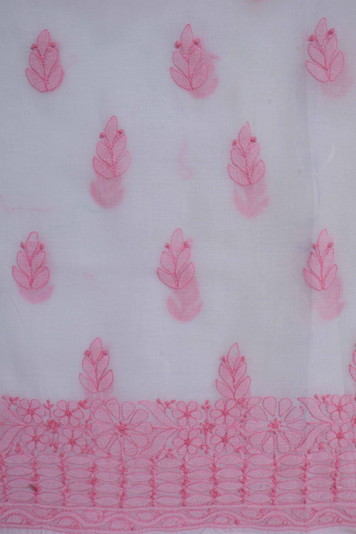 Ada Hand Embroidered White Cotton Lucknowi Chikankari Unstitched Suit Piece 01A271109