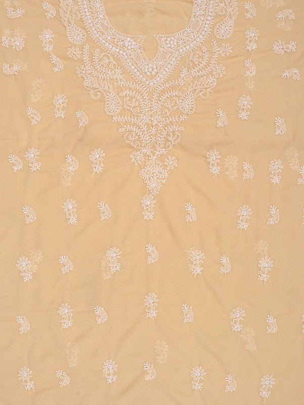 Ada Hand Embroidered Fawn Georgette Lucknowi Chikan Unstitched Suit Piece A615225