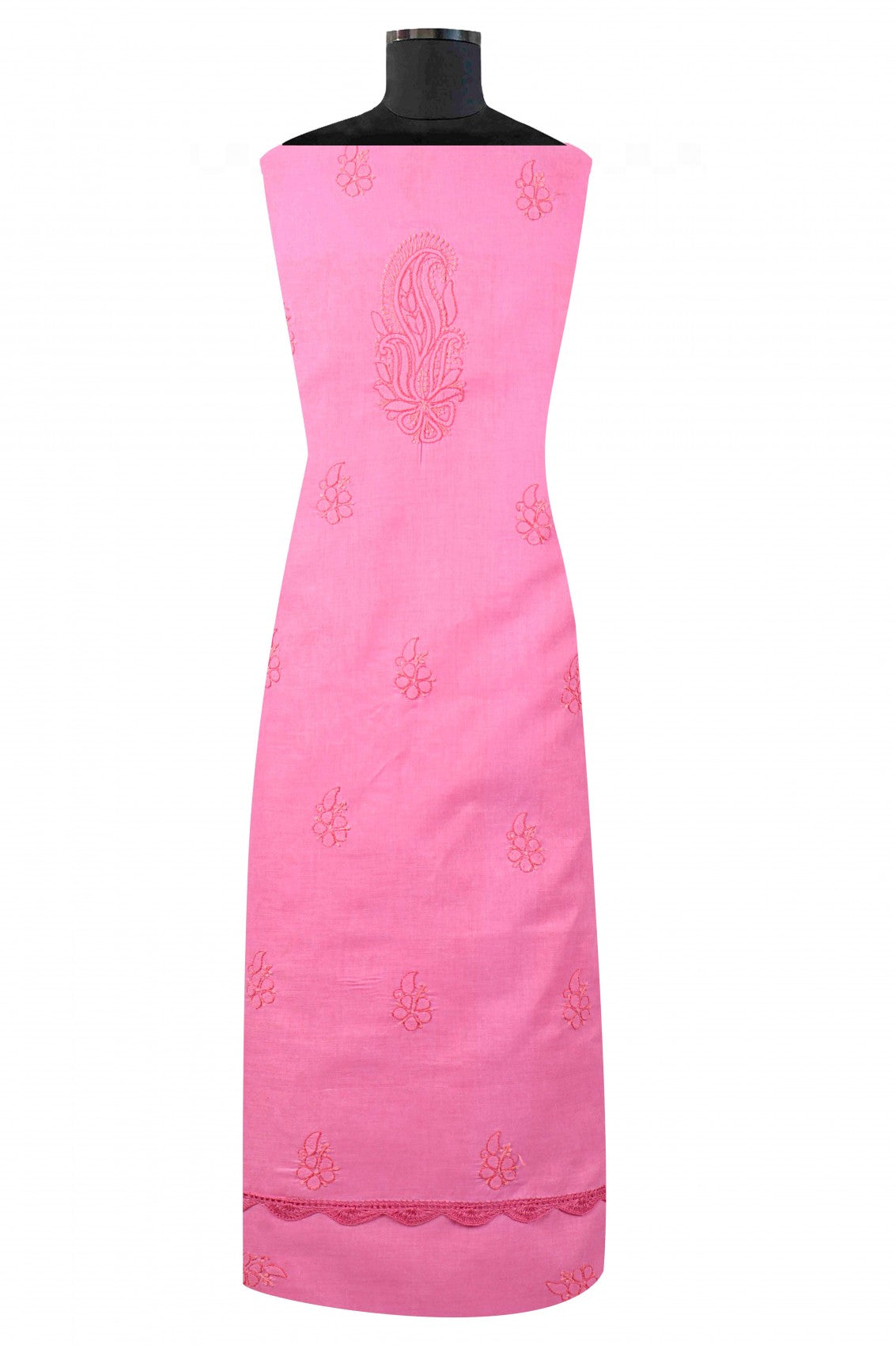Ada Hand Embroidered Onion Pink Cotton Lucknowi Chikankari Unstitched Suit Piece A473709