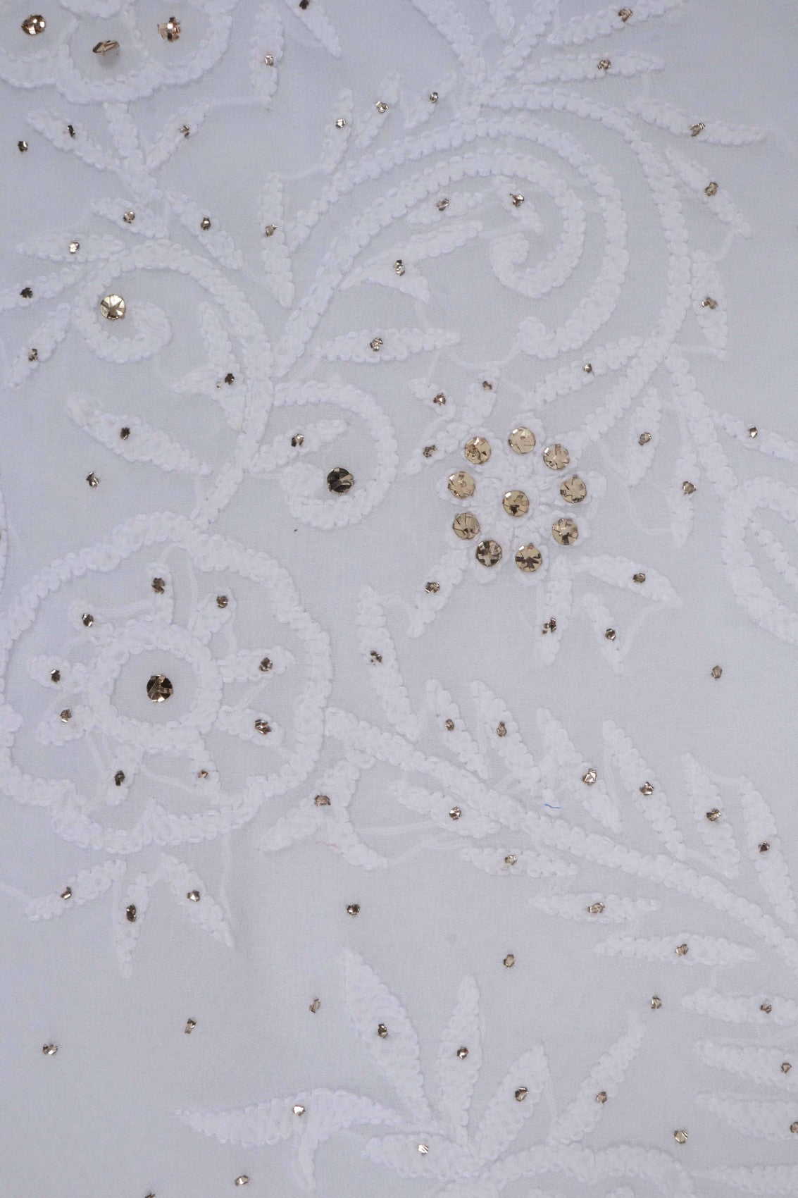 Ada Hand Embroidered White Georgette Lucknowi Chikankari Saree/Blouse With Muqaish Work 01A235479