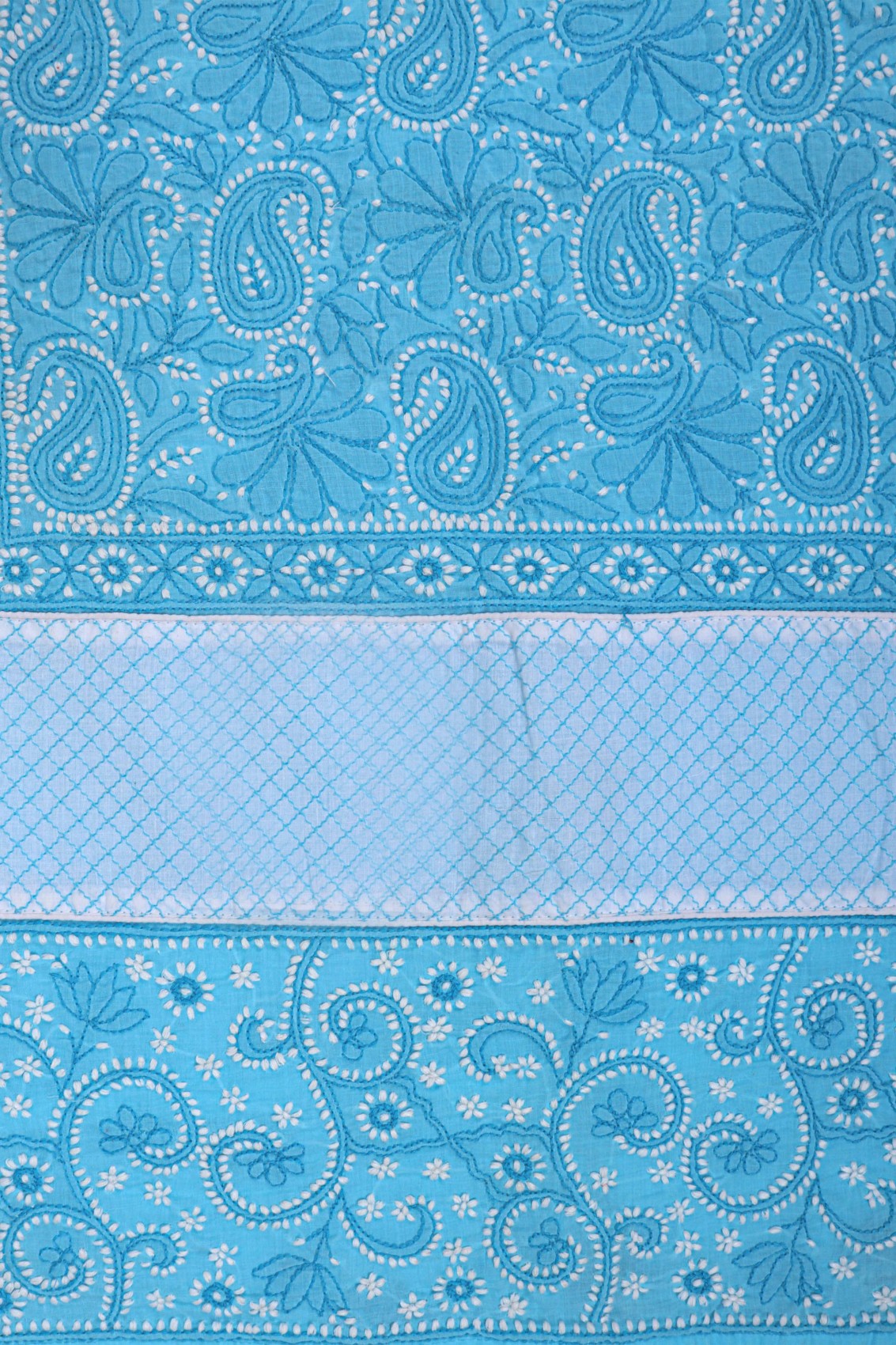 Ada Hand Embroidered Sky Blue Cotton Lucknowi Chikankari Unstitched Suit Piece 01A227033