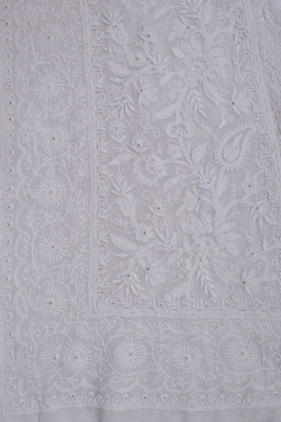 Ada Hand Embroidered Off White Pure Georgette Lucknowi Chikankari Semi stitched Kurta Dupatta Set A484754
