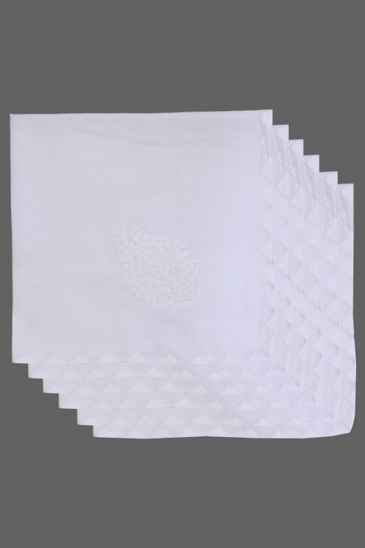 Ada Hand Embroidered White Cotton Lucknowi Chikankari Dining Table Cover Set-A96922
