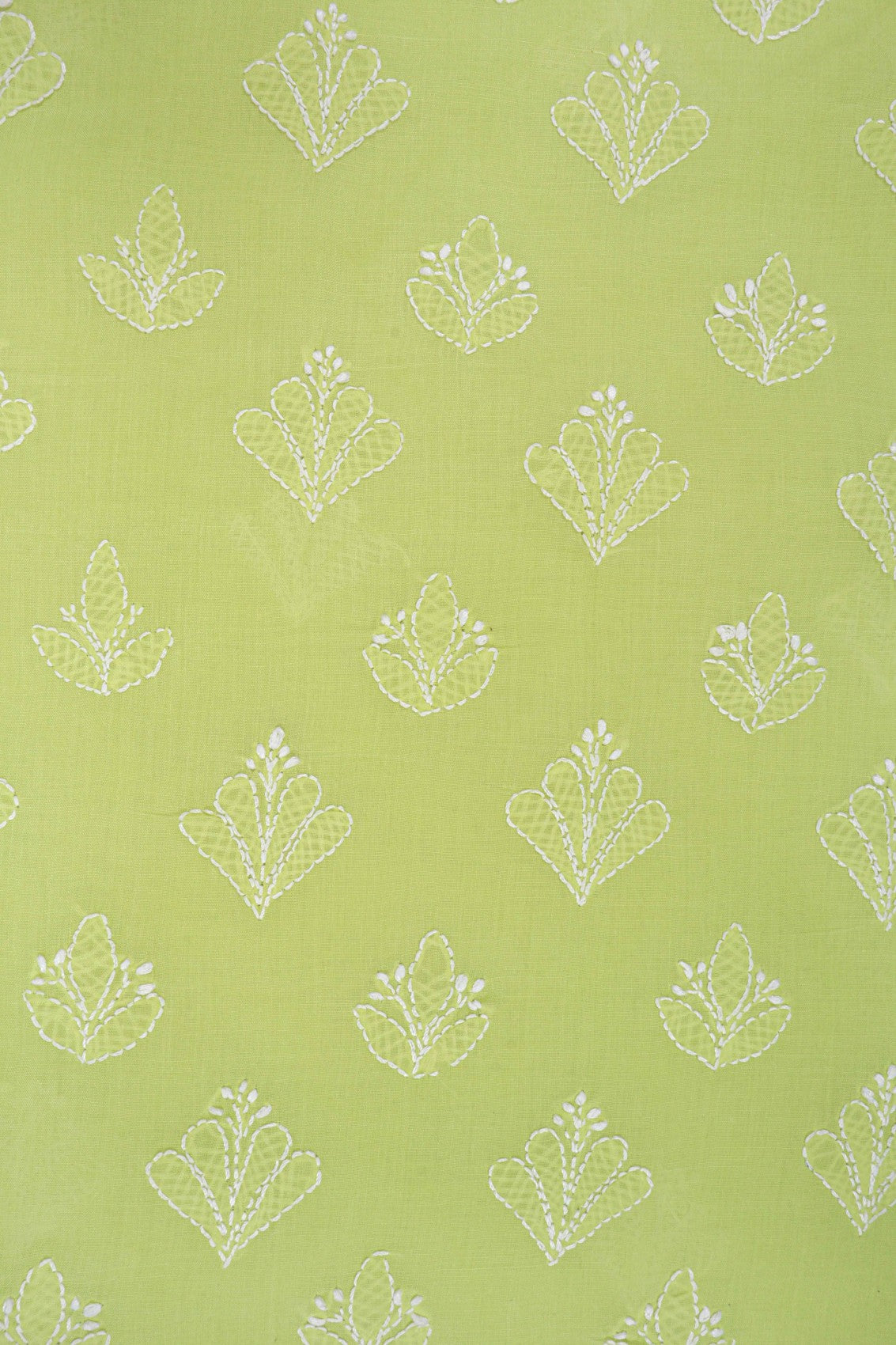 Ada Hand Embroidered Light Green Cotton Lucknowi Chikankari Unstitched Suit Piece A607709