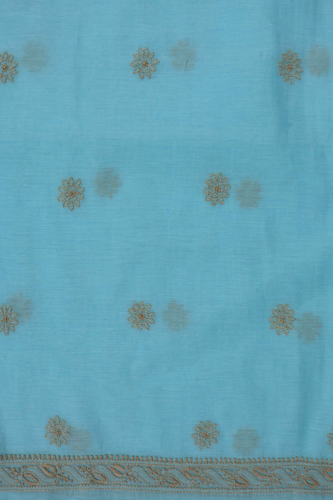 Ada Hand Embroidered Powder Blue Chanderi Lucknowi Chikan Unstitched Suit Piece A609234