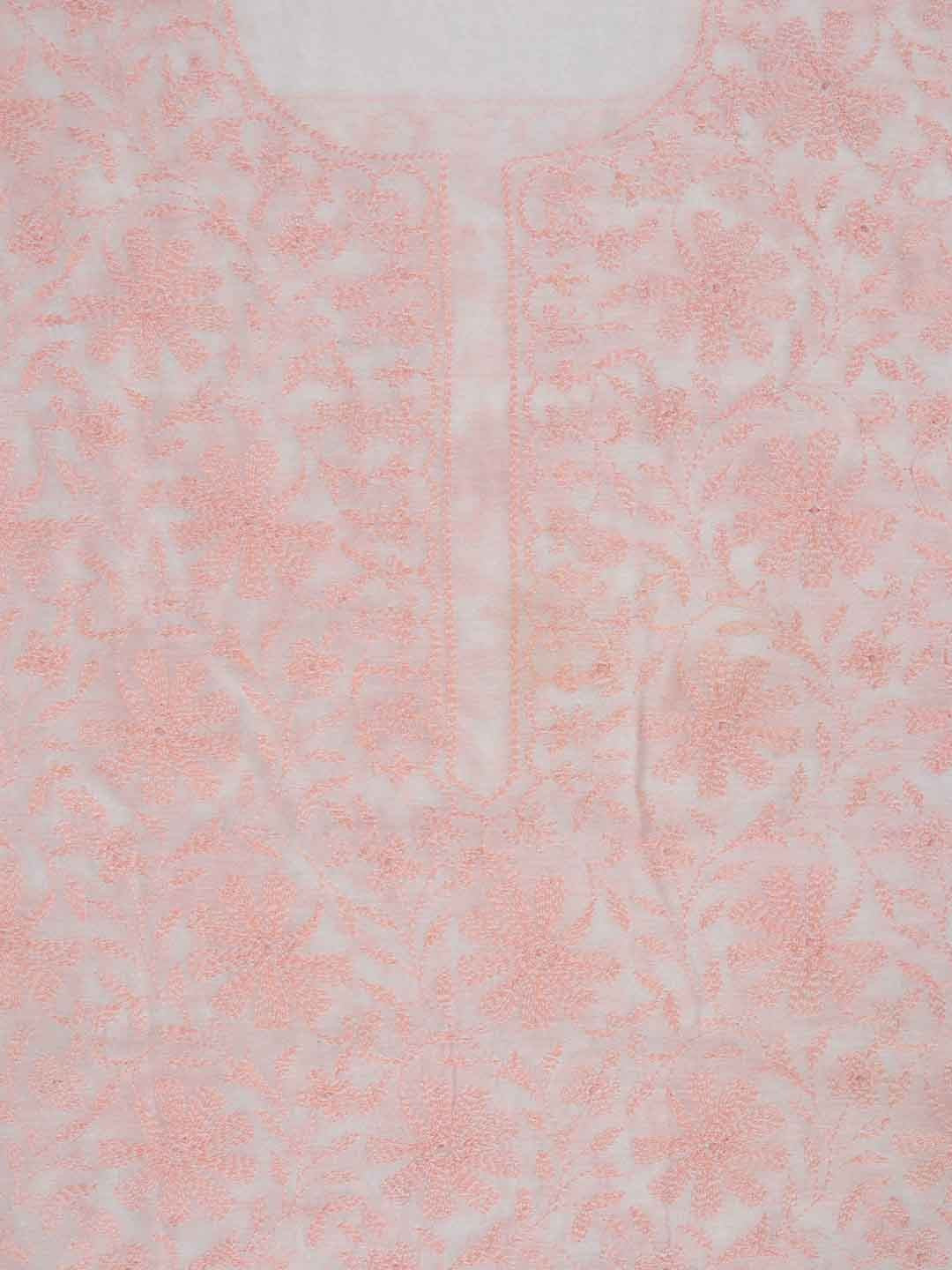 Ada Hand Embroidered Cream Chanderi Lucknowi Chikankari Unstitched Kurta Piece AA411282