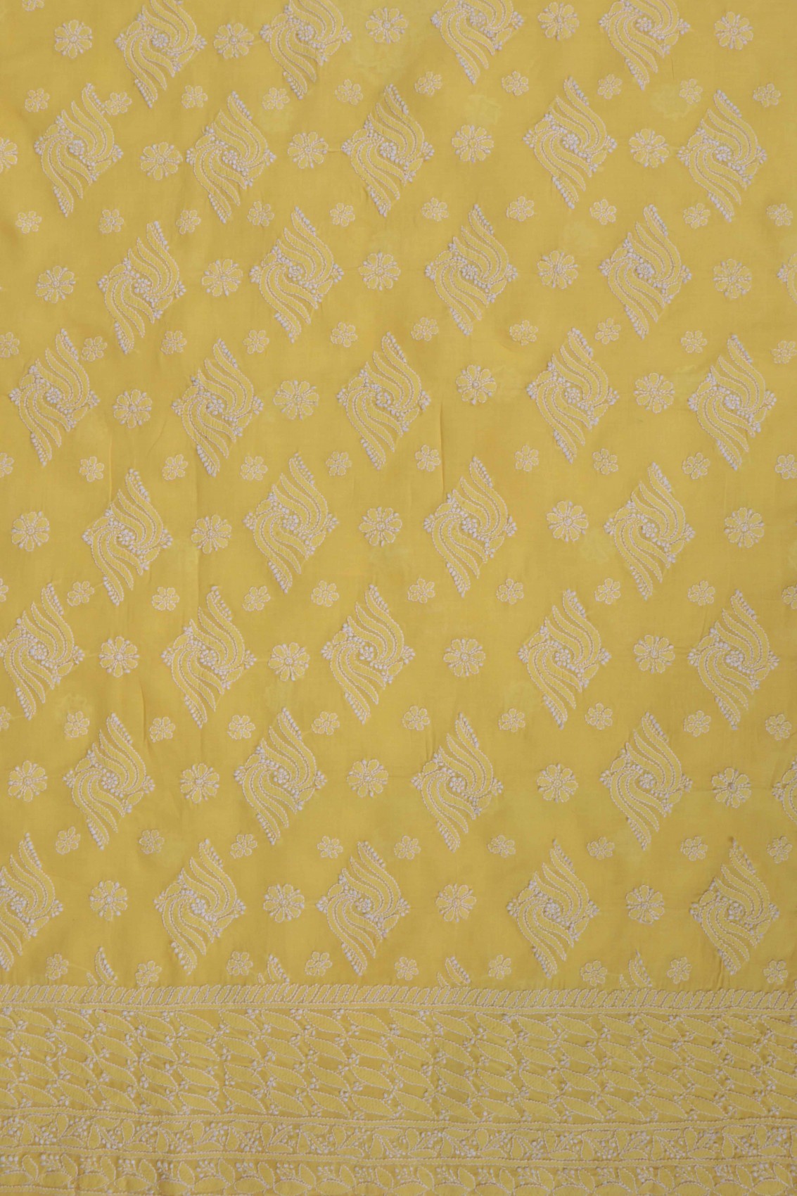 Ada Hand Embroidered Yellow Cotton Lucknowi Chikankari Unstitched Suit Piece 01A204090