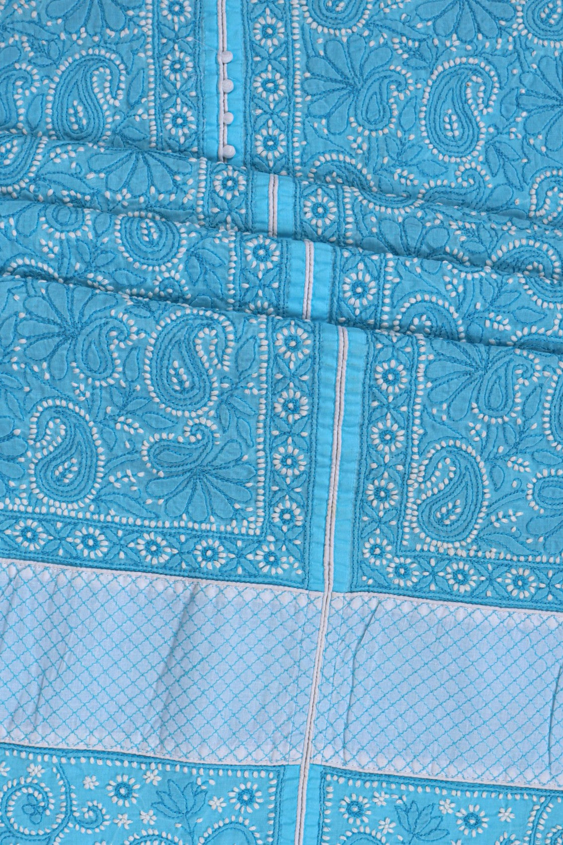 Ada Hand Embroidered Sky Blue Cotton Lucknowi Chikankari Unstitched Suit Piece 01A227033