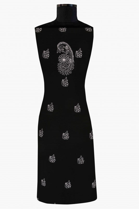 Ada Hand Embroidered Black Georgette Lucknowi Chikan Unstitched Kurta Piece With Sequinned Work A247858
