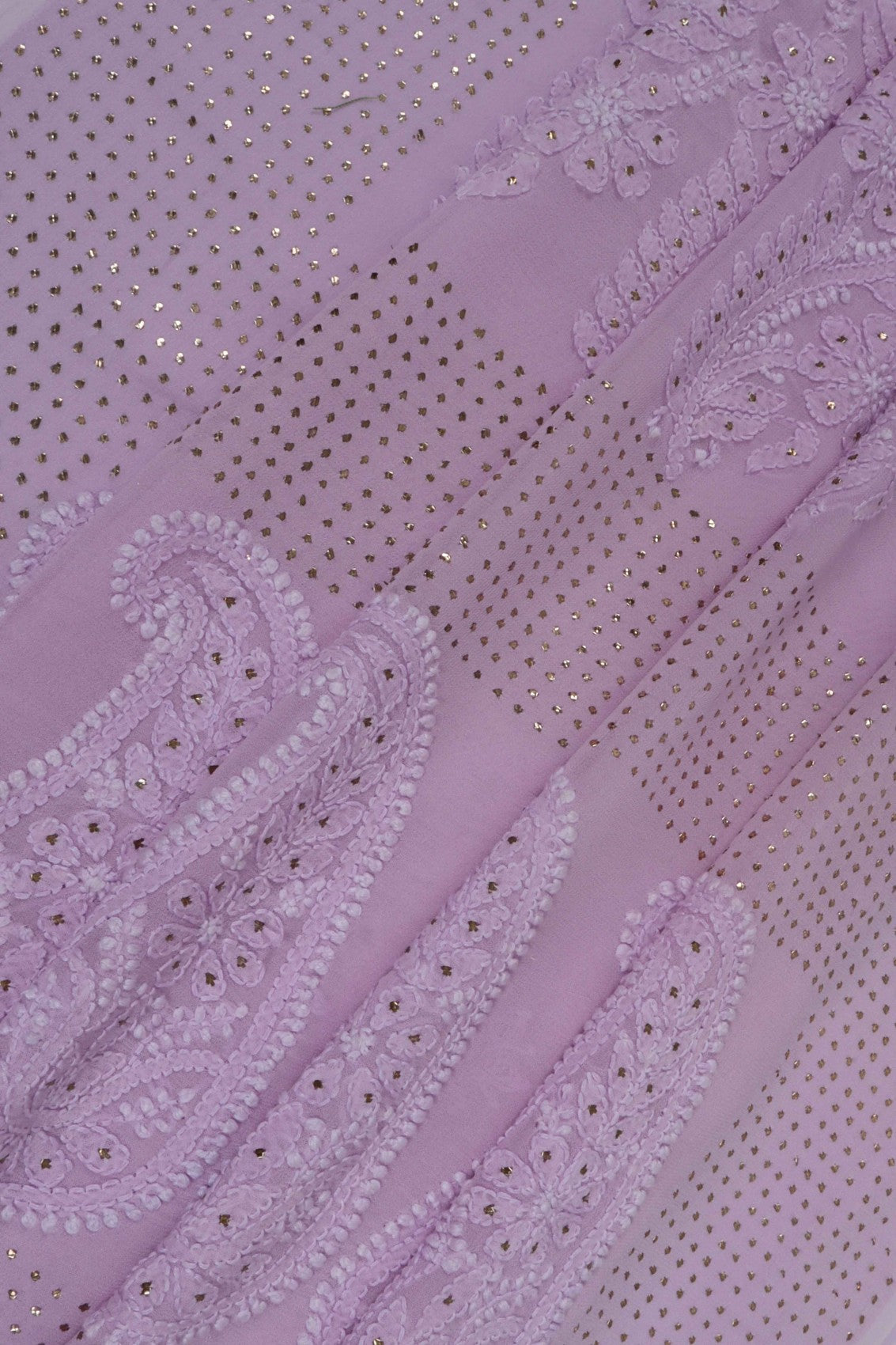 Ada Hand Embroidered Mauve Georgette Lucknowi Chikankari Saree/Blouse with Muqaish Work 01A217614